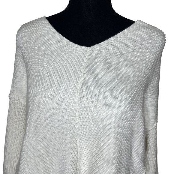Free People La Brea V Neck Heavy Knit Pullover Off‎ White Sweater Small - Picture 2 of 7